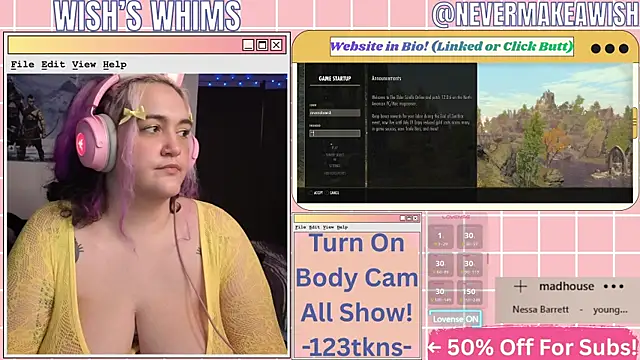 Snapshot of nevermakeawish chatting on 8, 7, 2026 nevermakeawish online show from 8, 7, 2026